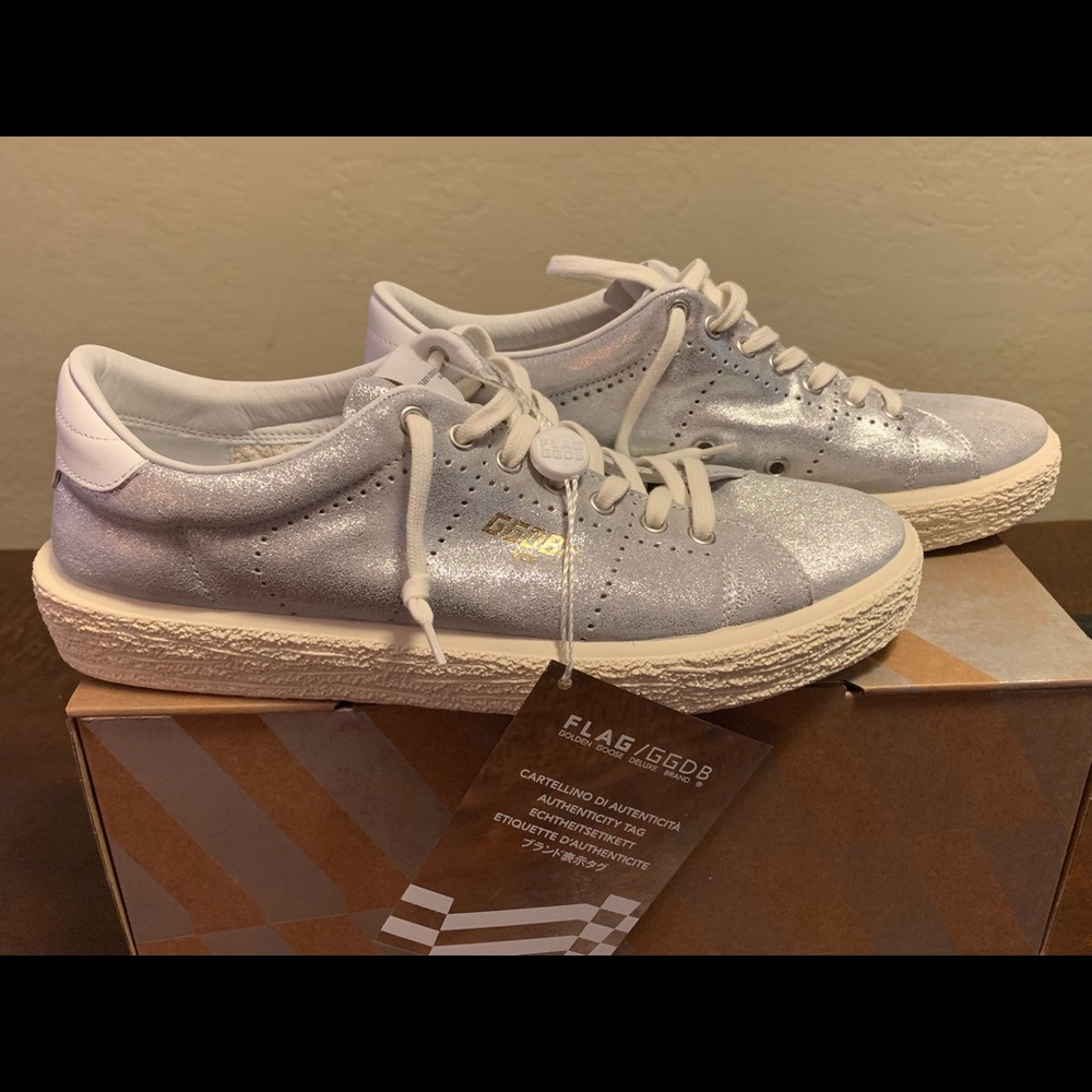 NEW Golden Goose DB silver tennis sneakers